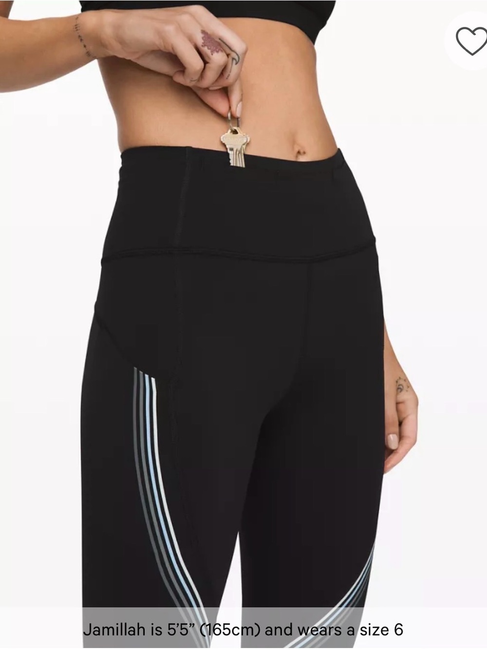 Lululemon Speed Limit High-Rise Crop 23" Black Reflective Stripe Leggings Size 8 - Picture 4 of 12